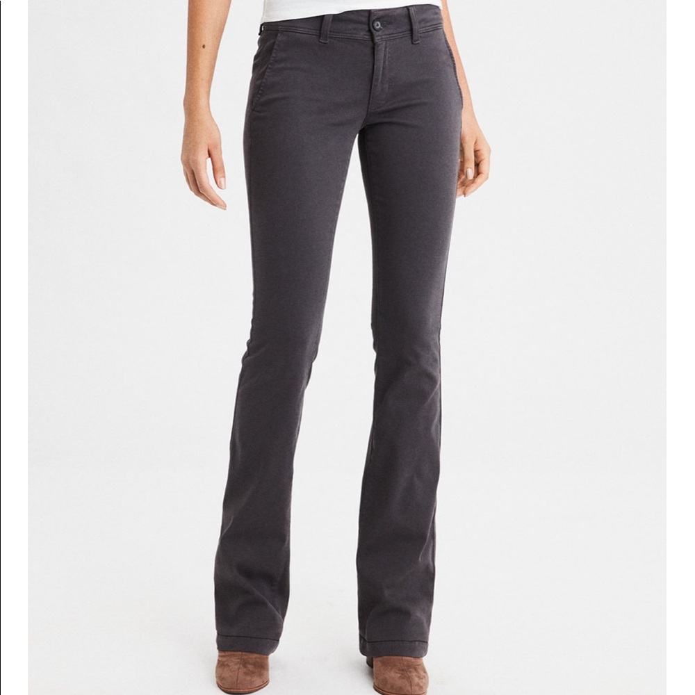 American Eagle kick boot stretch gray chinos